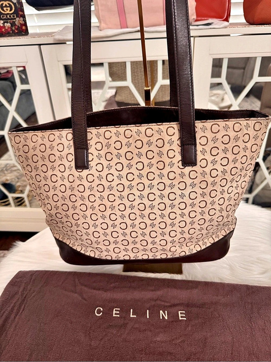 Celine Handbags - Celine Vintage Macadam Canvas Tote Bag